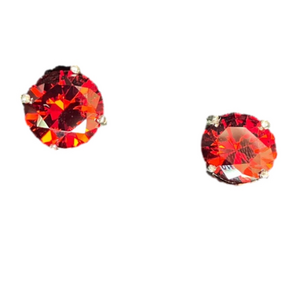Red stone stud earrings